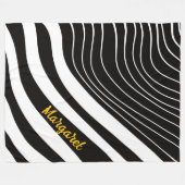 Couverture Polaire Monogramme de nom abstrait noir et blanc (Devant (Horizontal))
