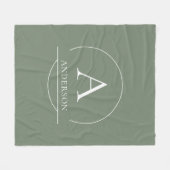 Couverture Polaire Monogramme de nom de famille simple vert sauge mod (Devant (Horizontal))