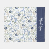 Couverture Polaire Monogramme de nom de fleur sauvage à l'aquarelle b (Devant (Horizontal))