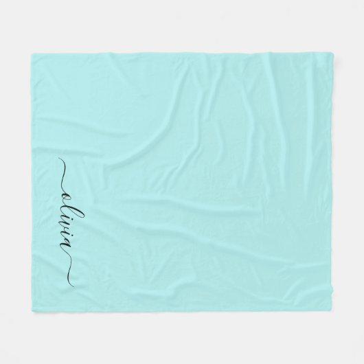 Couverture Polaire Monogramme de nom de script féminin bleu sarcelle  (Devant (Horizontal))