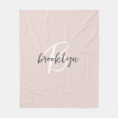 Couverture Polaire Monogramme de nom de script gris rose rosé (Devant)