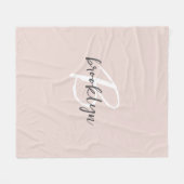 Couverture Polaire Monogramme de nom de script gris rose rosé (Devant (Horizontal))