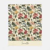Couverture Polaire Monogramme de nom floral vintage (Devant)