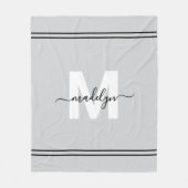 Couverture Polaire Monogramme de nom personnalisé gris (Devant)