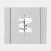 Couverture Polaire Monogramme de nom personnalisé gris (Devant (Horizontal))