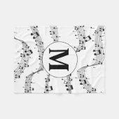 Couverture Polaire Monogramme de note de musique noire et blanche (Devant (Horizontal))