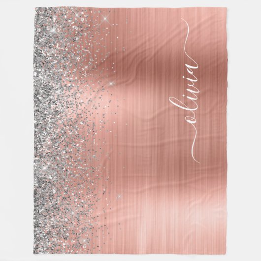 Couverture Polaire Monogramme de Parties scintillant d'argent en méta (Devant)