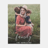 Couverture Polaire Monogramme de photo en blanc de la famille (Devant)