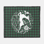 Couverture Polaire monogramme de plaid vert baffalo rennes de Noël (Devant (Horizontal))