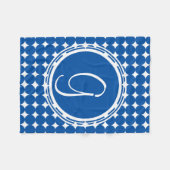 Couverture Polaire Monogramme de point Polka Bleu (Devant (Horizontal))