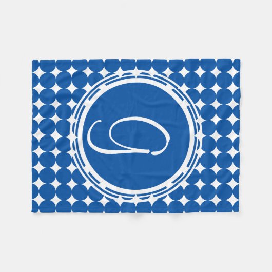 Couverture Polaire Monogramme de point Polka Bleu (Devant (Horizontal))