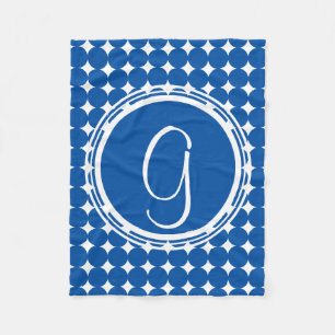 Couverture Polaire Monogramme de point Polka Bleu