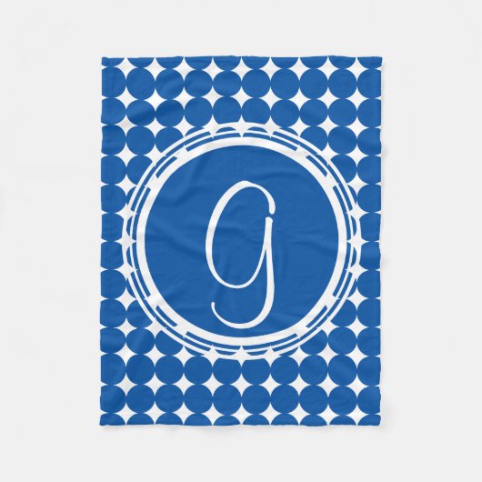 Couverture Polaire Monogramme de point Polka Bleu (Devant)