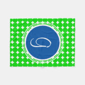 Couverture Polaire Monogramme de point Polka bleu et vert (Devant (Horizontal))