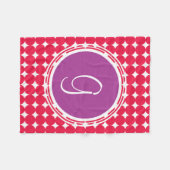Couverture Polaire Monogramme de point Polka violet et rouge (Devant (Horizontal))