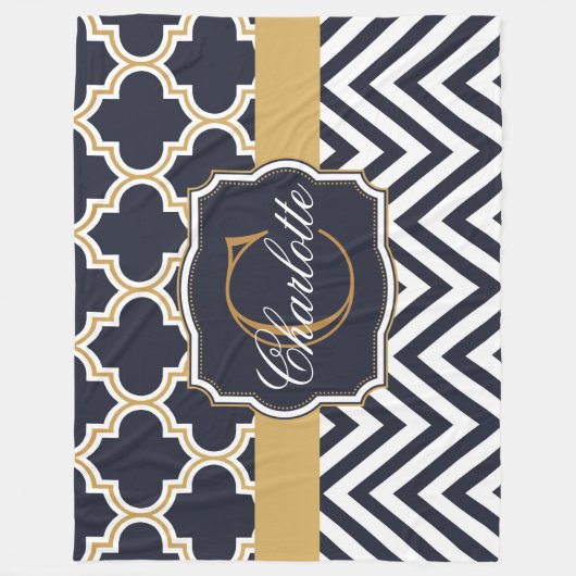 Couverture Polaire Monogramme de Quatrefol Chevron (Devant)