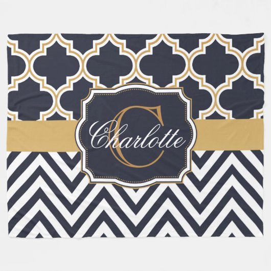 Couverture Polaire Monogramme de Quatrefol Chevron (Devant (Horizontal))