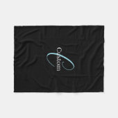 Couverture Polaire Monogramme de script cursif éditable Noir Bleu Bla (Devant (Horizontal))