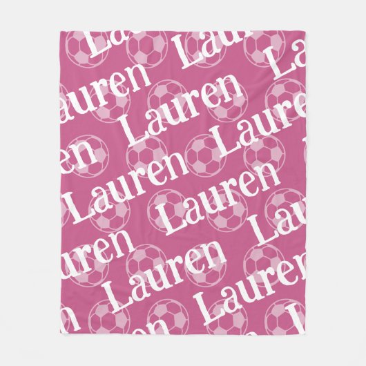 Couverture Polaire Monogramme de soccer rose et blanc (Devant)