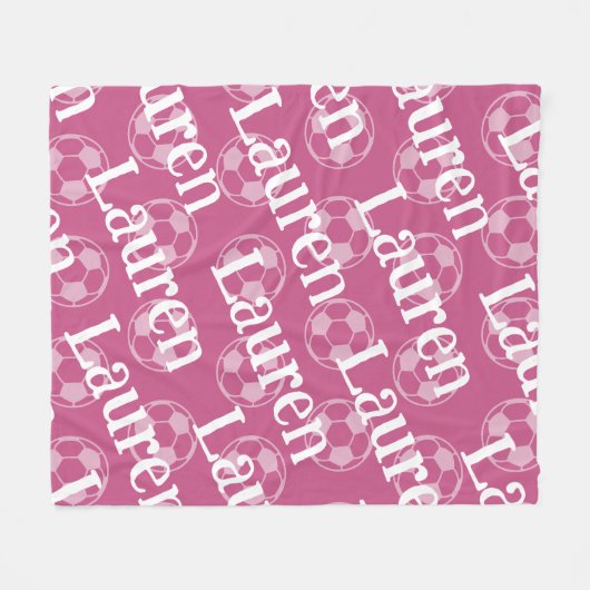 Couverture Polaire Monogramme de soccer rose et blanc (Devant (Horizontal))