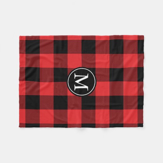 Couverture Polaire Monogramme de vérification des bisons rouges et no (Devant (Horizontal))
