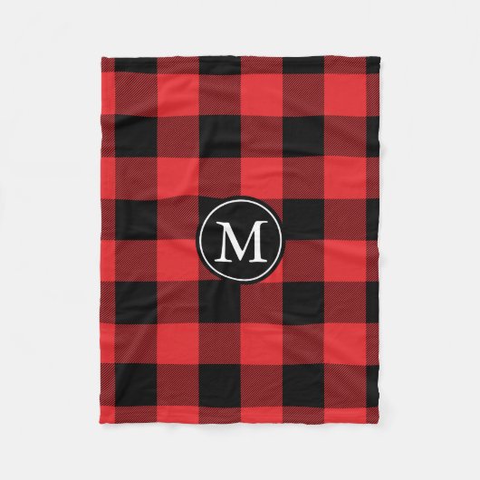 Couverture Polaire Monogramme de vérification des bisons rouges et no (Devant)