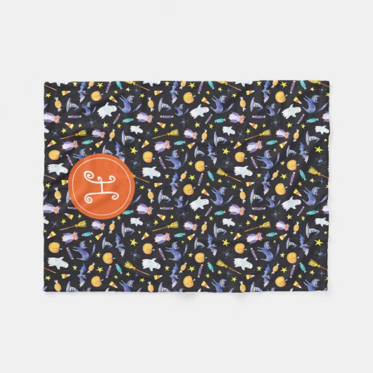 Couverture Polaire Monogramme des amis d'Halloween (Devant (Horizontal))