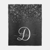 Couverture Polaire Monogramme d'étincelle à Parties scintillant noire (Devant)