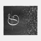 Couverture Polaire Monogramme d'étincelle à Parties scintillant noire (Devant (Horizontal))