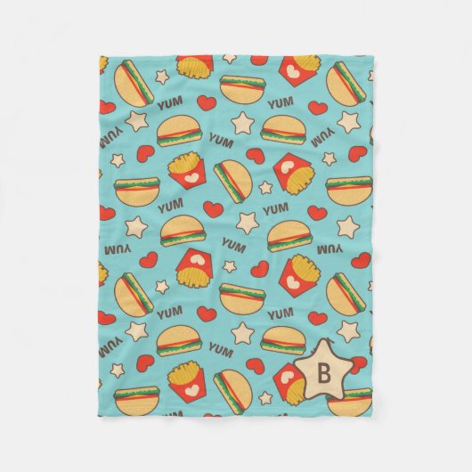 Couverture Polaire Monogramme d'hamburgers et de fritures (Devant)