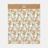 Couverture Polaire Monogramme d'herbe de Pampas vert et Brown (Devant)