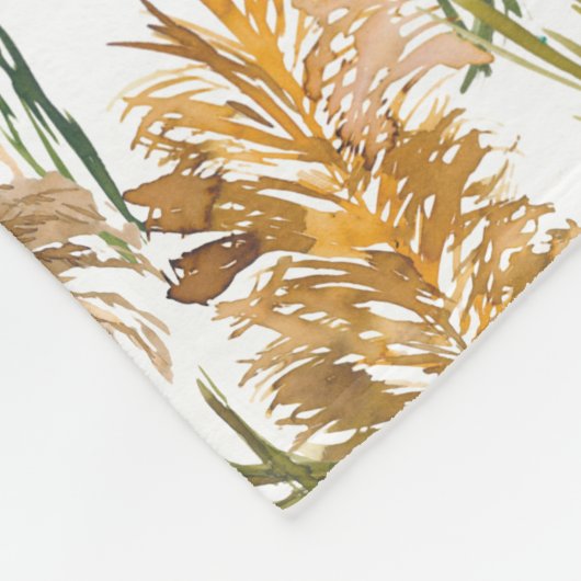 Couverture Polaire Monogramme d'herbe de Pampas vert et Brown (Coin)