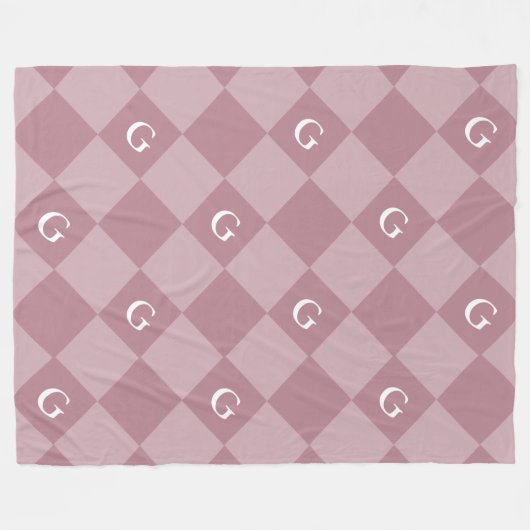 Couverture Polaire Monogramme Diamant initial - Blanche de look de lu (Devant (Horizontal))