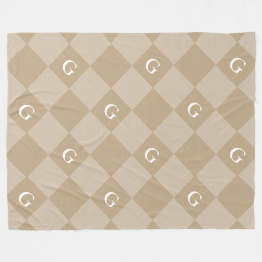 Couverture Polaire Monogramme Diamant initial - Blanche de look de lu (Devant (Horizontal))