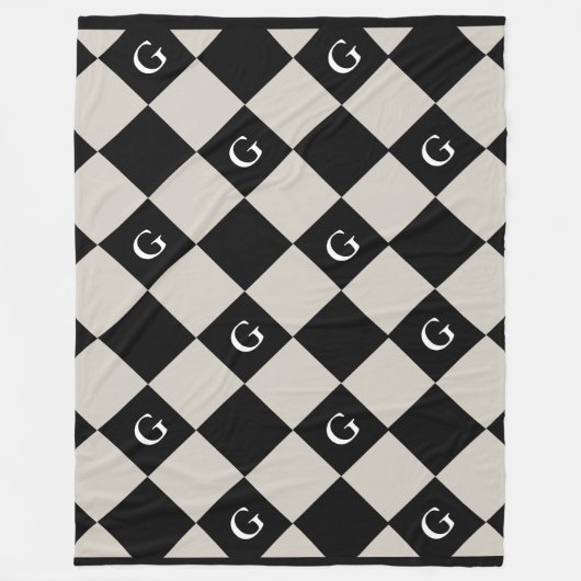Couverture Polaire Monogramme Diamant initial - Blanche de look de lu (Devant)