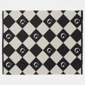 Couverture Polaire Monogramme Diamant initial - Blanche de look de lu (Devant (Horizontal))