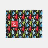 Couverture Polaire Monogramme | Dinosaures colorés (Devant (Horizontal))