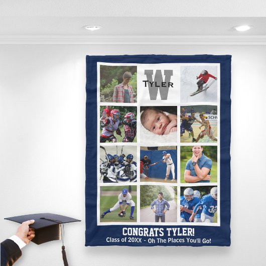 Couverture Polaire Monogramme Diplôme Supérieur Multiphoto Collage