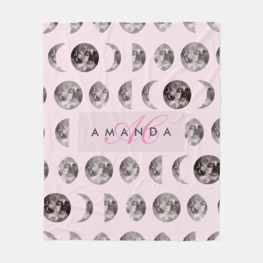 Couverture Polaire Monogramme Dreamsical Lune Phases Cadeaux (Devant)