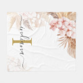 Couverture Polaire Monogramme écriture herbe de Pampas initiale palmi (Devant (Horizontal))