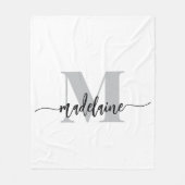 Couverture Polaire Monogramme Elegant Blanc noir personnel (Devant)