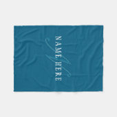 Couverture Polaire Monogramme élégant | Bleu océan (Devant (Horizontal))