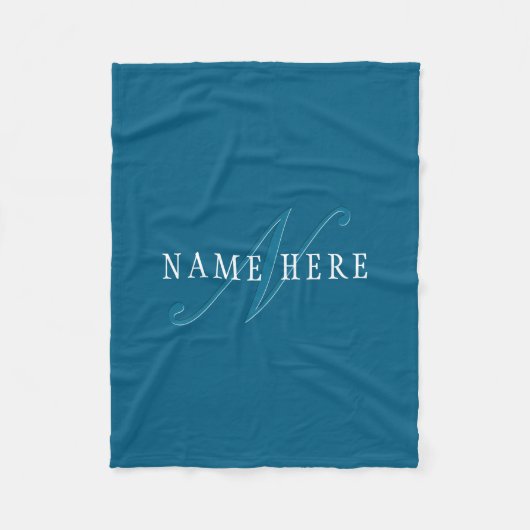 Couverture Polaire Monogramme élégant | Bleu océan (Devant)