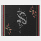 Couverture Polaire Monogramme Elegant Rouge Noir Gris rubis (Devant (Horizontal))