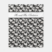 Couverture Polaire Monogramme Élégant Script Black White Swan Feather (Devant)