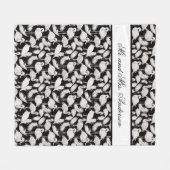 Couverture Polaire Monogramme Élégant Script Black White Swan Feather (Devant (Horizontal))