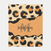 Couverture Polaire Monogramme Empreinte de léopard mou (Devant)