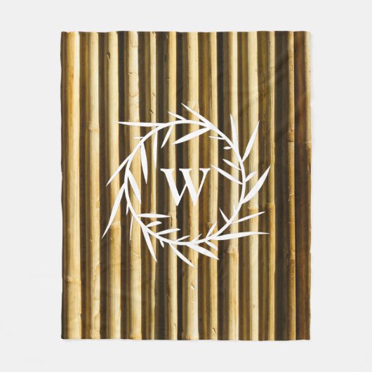 Couverture Polaire Monogramme en bambou rustique Lignes verticales Mo (Devant)