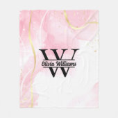 Couverture Polaire Monogramme en marbre rose | Parties scintillant d' (Devant)