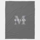 Couverture Polaire Monogramme et nom gris foncé moderne (Devant)
